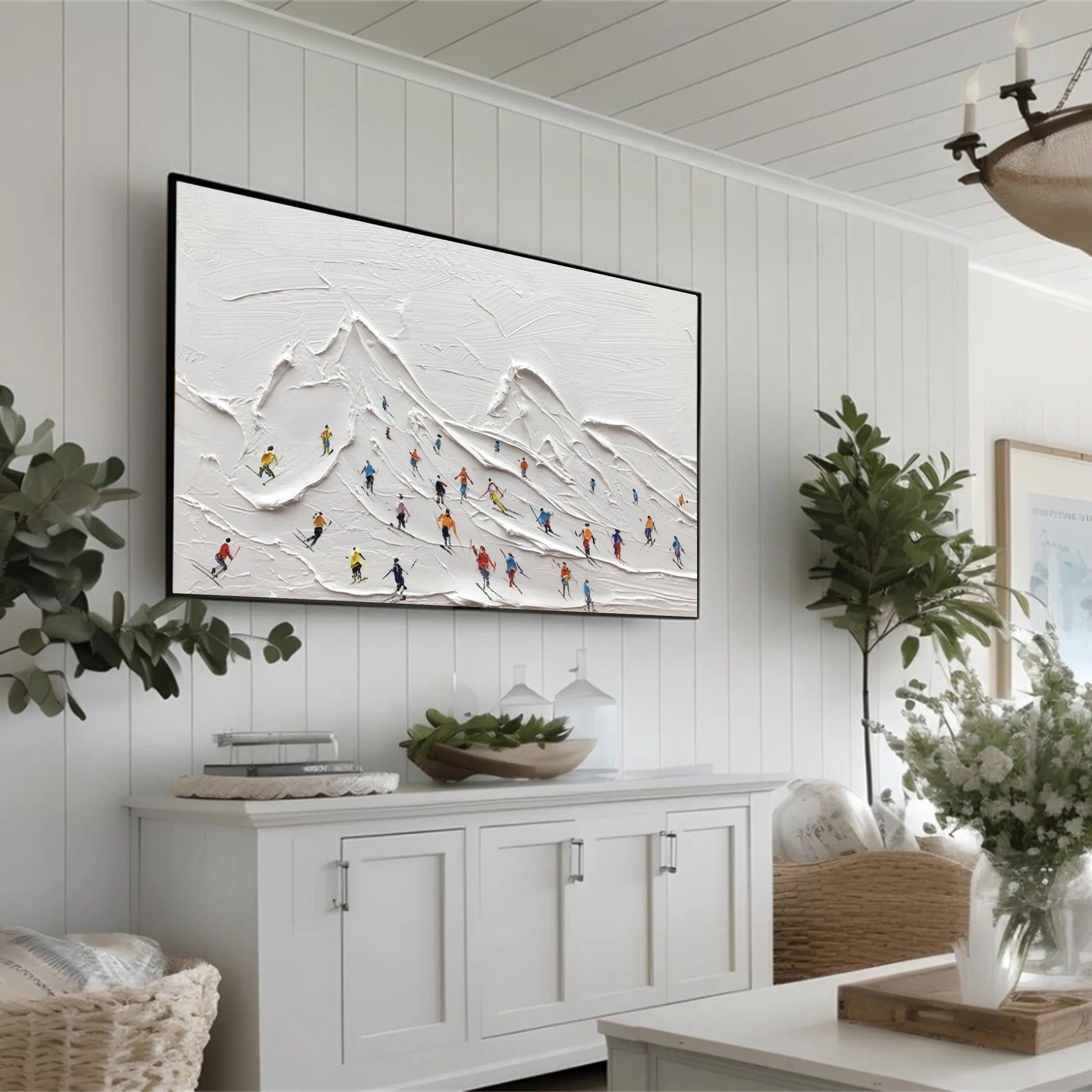 Color on Snow – Skiing Abstract Landscape Sport Art Painting Canvas #JJ 394