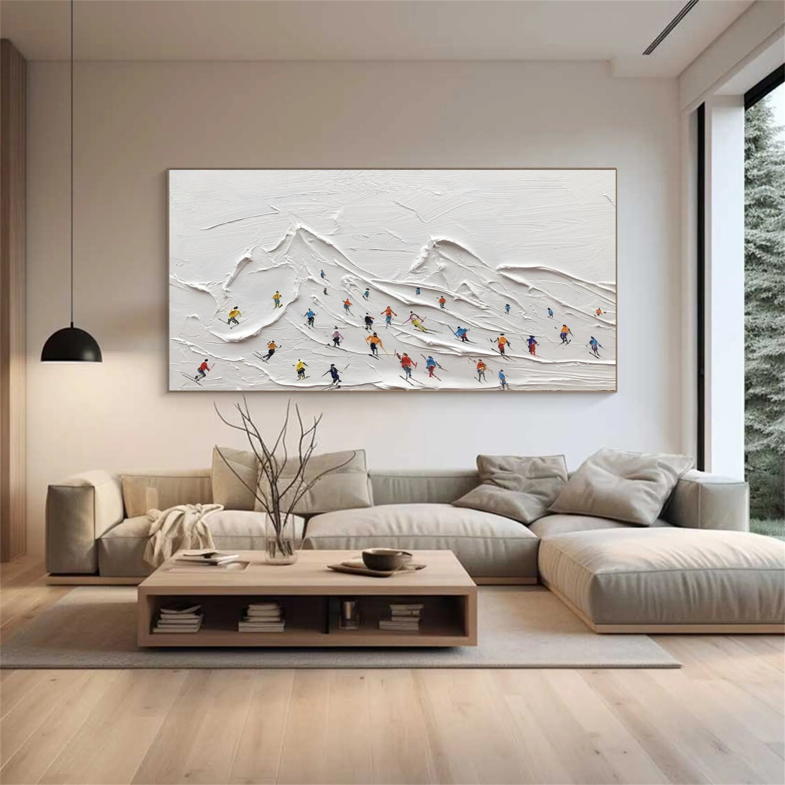 Color on Snow – Skiing Abstract Landscape Sport Art Painting Canvas #JJ 394