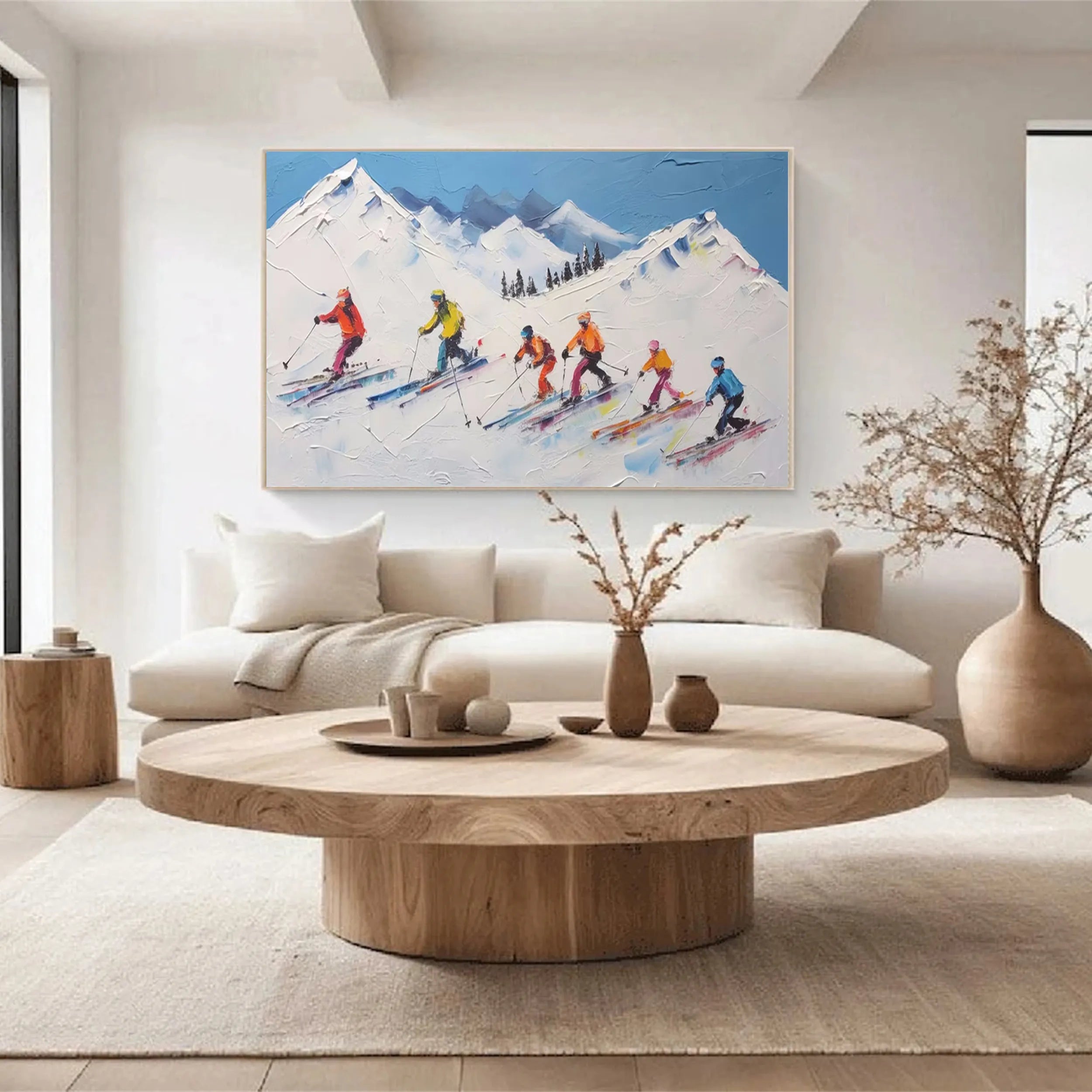 Skiing Wall Art – Handmade Textured Winter Sports Canvas #JJ 395