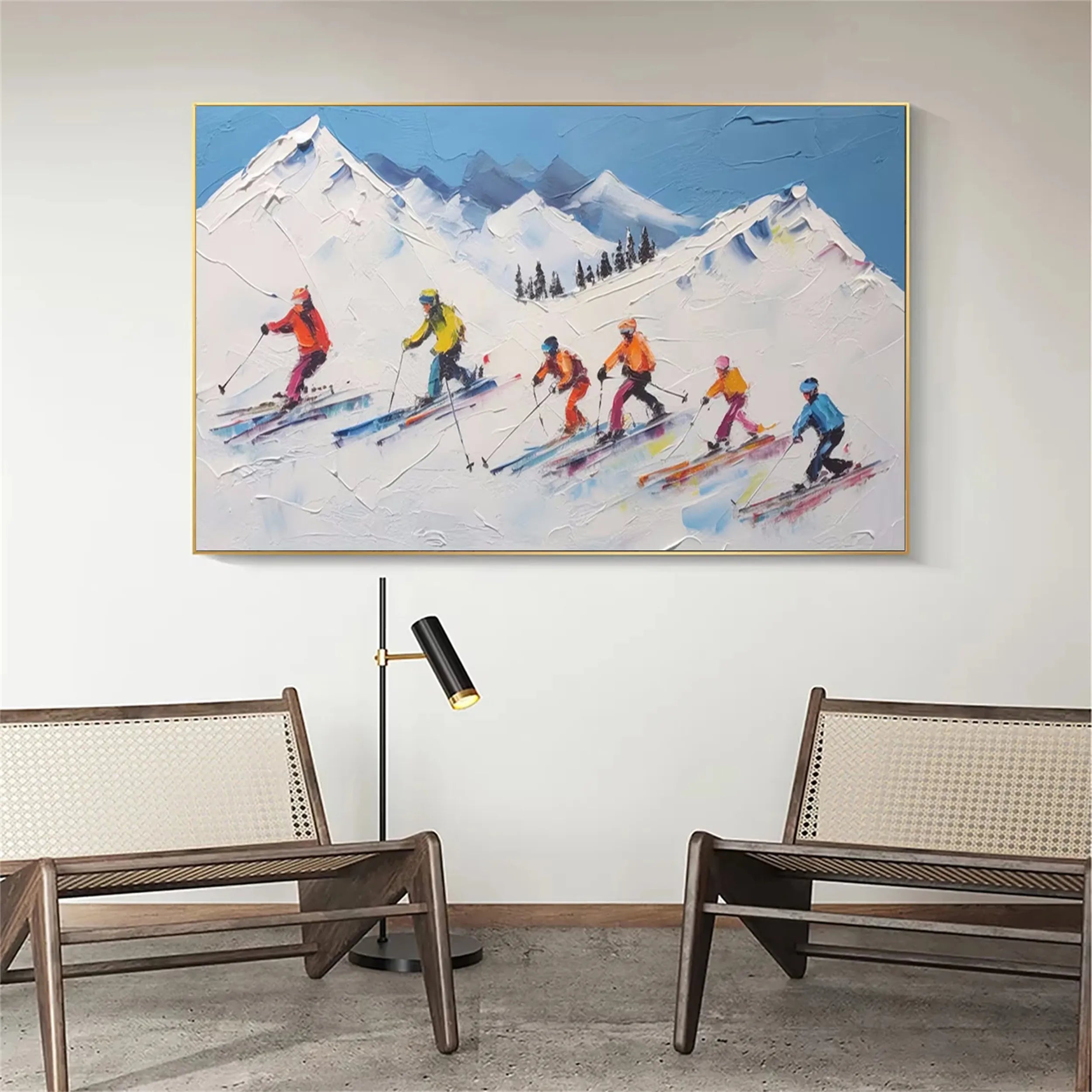 Skiing Wall Art – Handmade Textured Winter Sports Canvas #JJ 395