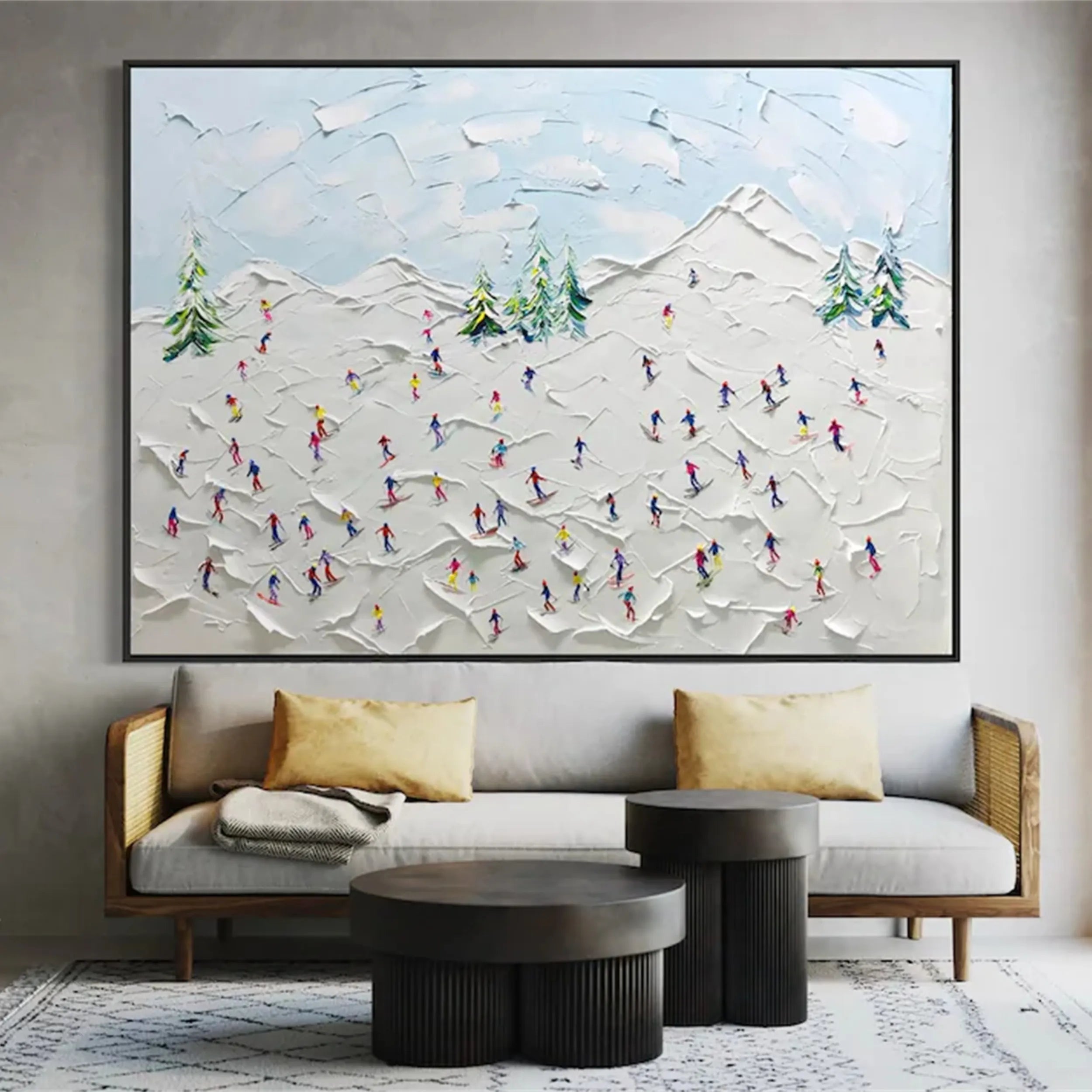 Ski Adventure – Modern Textured Painting