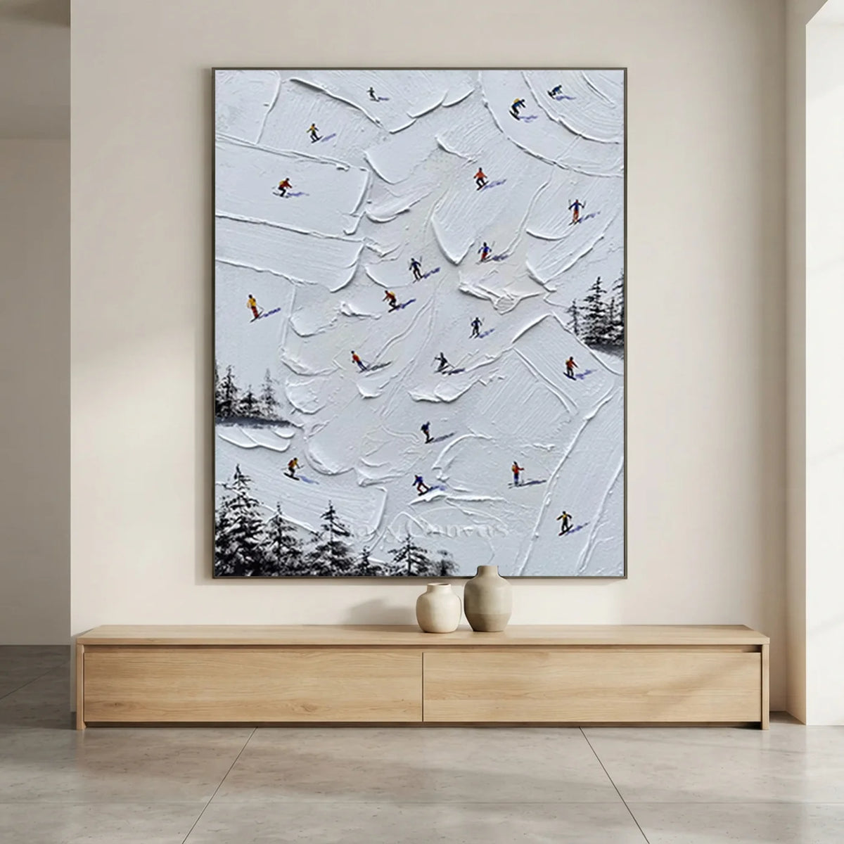Skiing_Sports_Art_Textured_Painting_Canvas_MM1-above-the-wooden-cabinet-01.webp