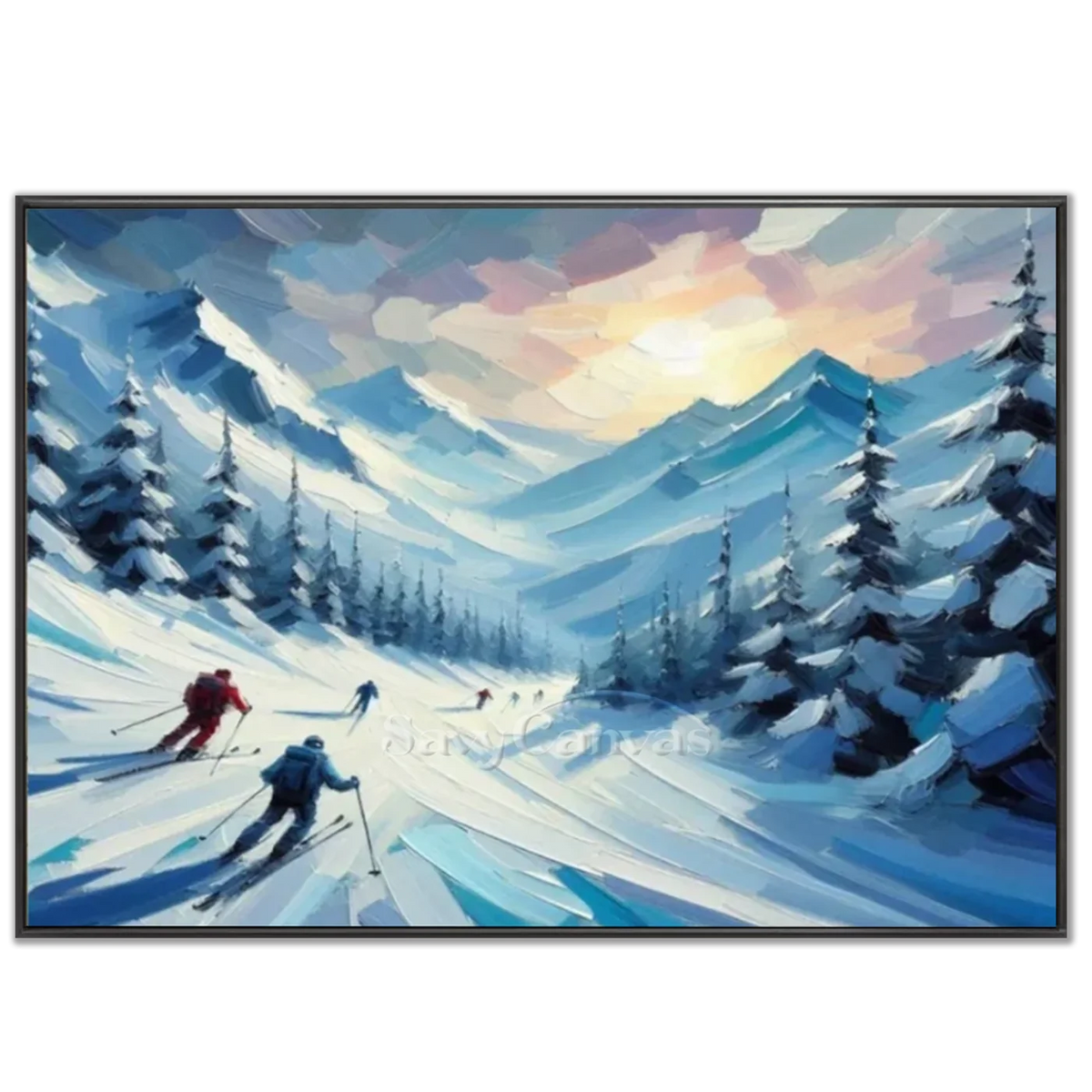 Skiing_Sports_Art_Textured_Painting_Canvas_MM19-black-frame-02.webp