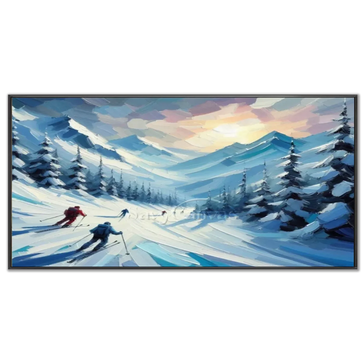 Skiing_Sports_Art_Textured_Painting_Canvas_MM19-black-frame-03.webp