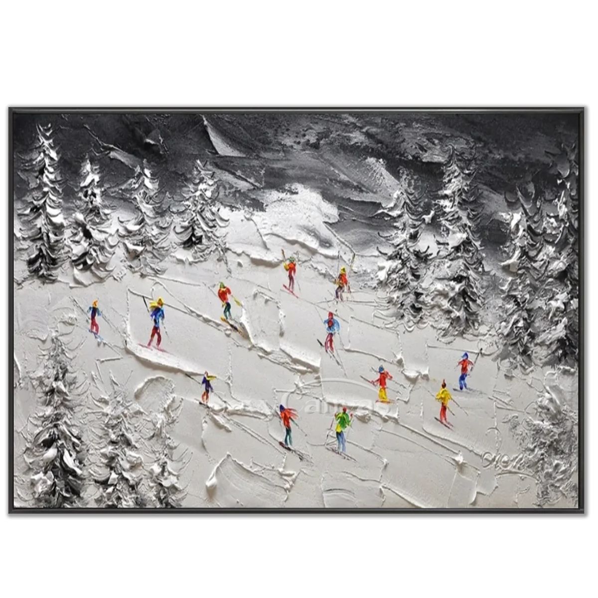 Skiing_Sports_Art_Textured_Painting_Canvas_MM23-black-frame-02.webp