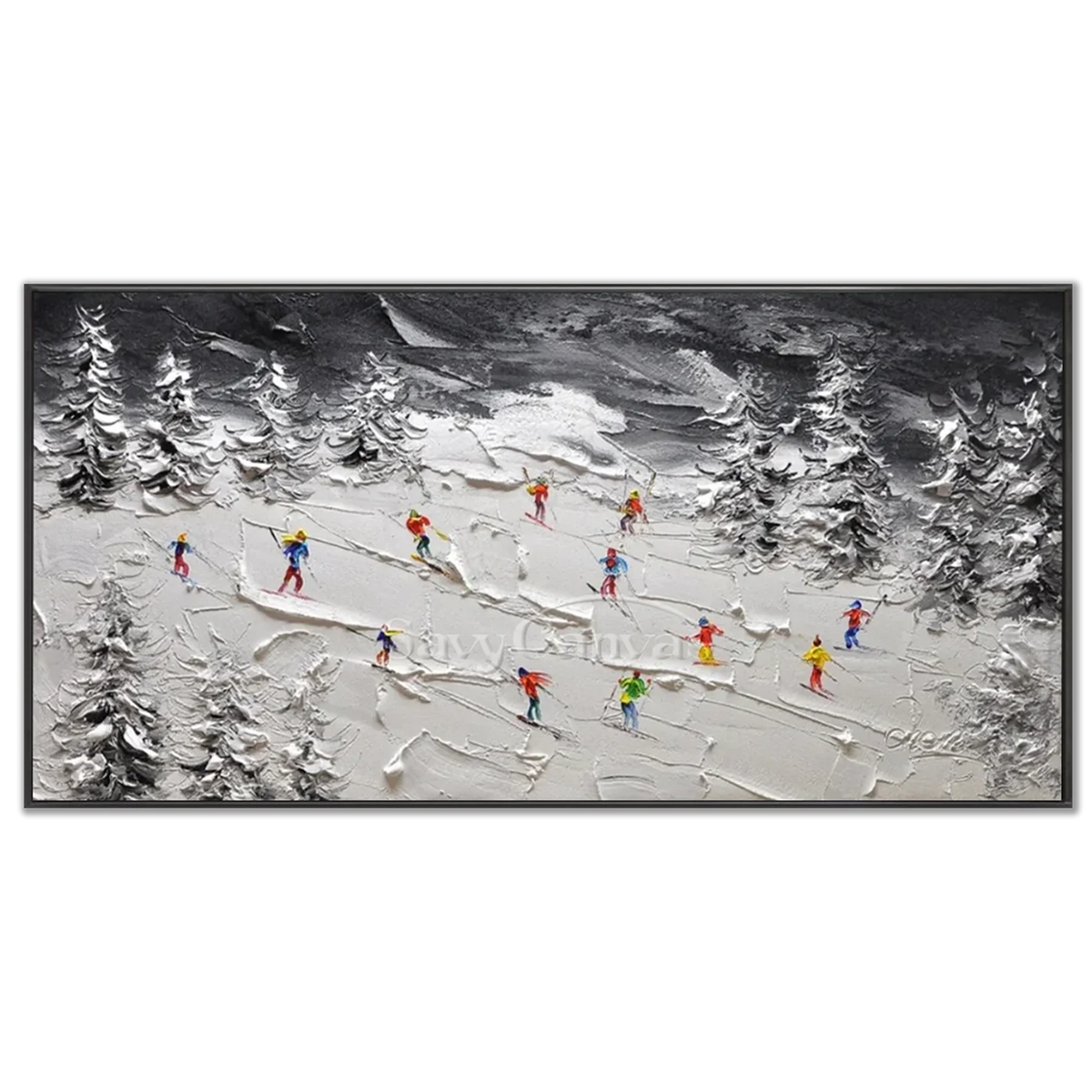 Skiing_Sports_Art_Textured_Painting_Canvas_MM23-black-frame-03.webp