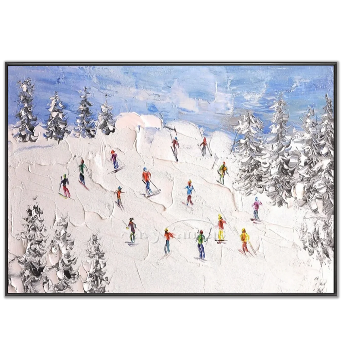 Skiing_Sports_Art_Textured_Painting_Canvas_MM24-black-frame-02.webp