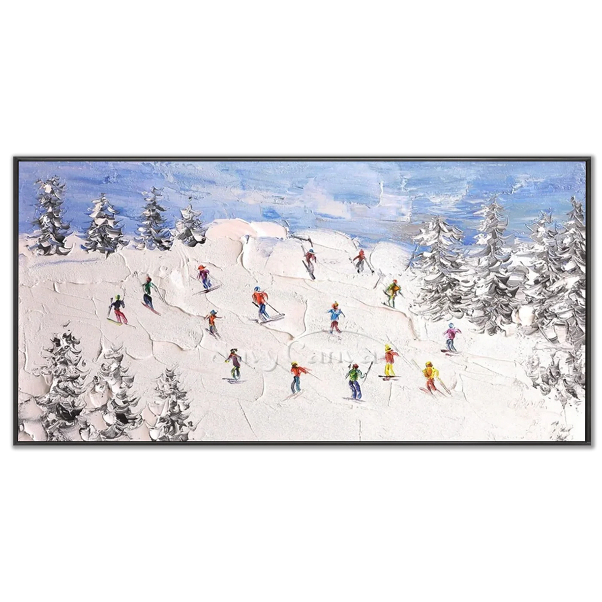 Skiing_Sports_Art_Textured_Painting_Canvas_MM24-black-frame-03.webp