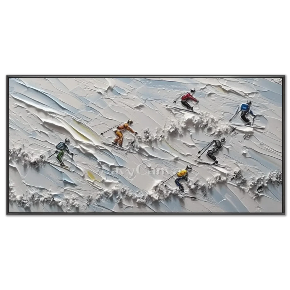 Skiing_Sports_Art_Textured_Painting_Canvas_MM25-black-frame-03.webp