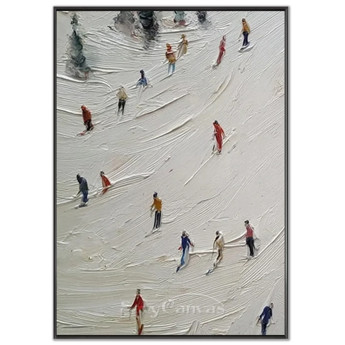 Skiing_Sports_Art_Textured_Painting_Canvas_Set-black-frame-02.webp