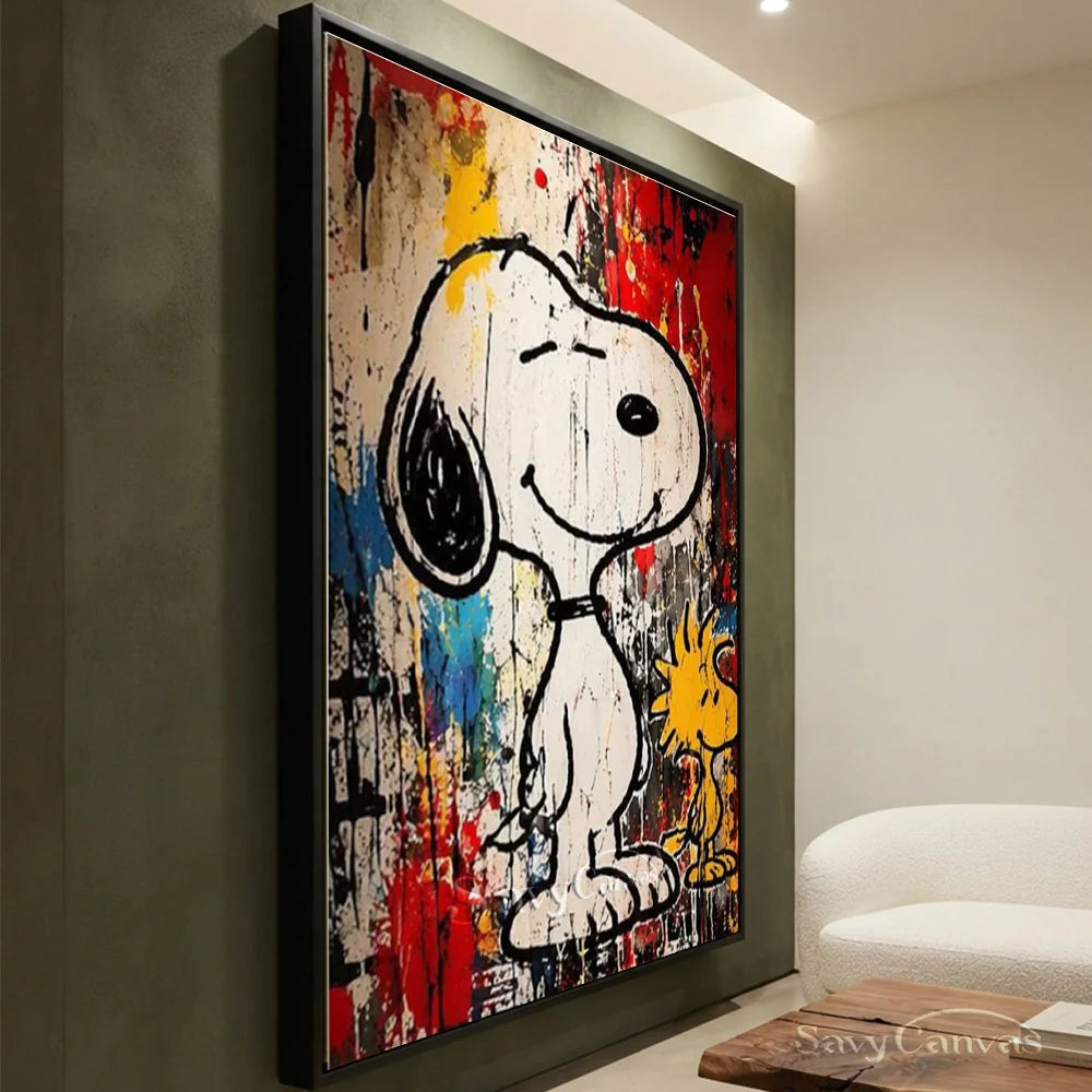 Pop Art Snoopy Woodstock Hand-painted Canvas #SS 269