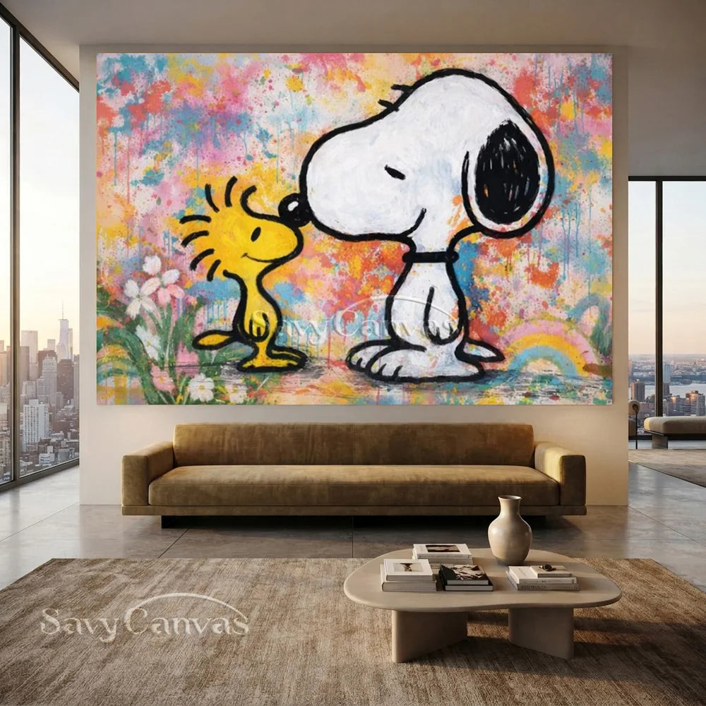Snoopy Woodstock Hand-painted Pop Art Canvas #SS 275