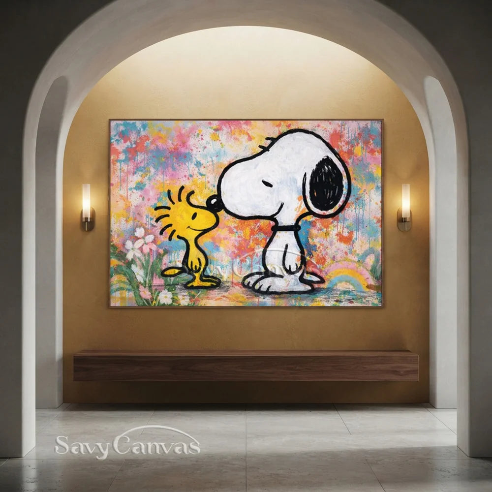 Snoopy Woodstock Hand-painted Pop Art Canvas #SS 275