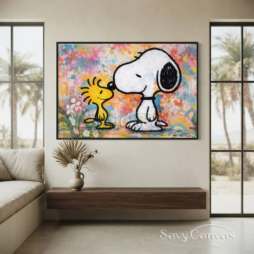 Snoopy Woodstock Hand-painted Pop Art Canvas #SS 275