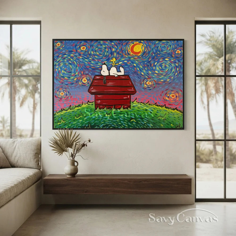 Post-Impressionism Snoopy Starry Night Canvas #SS 276