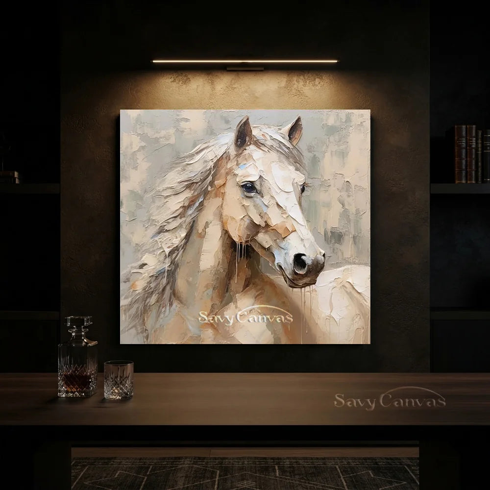 Soft Horse Artwork: Modern Neutral Animal Fine Art #ZZ 026