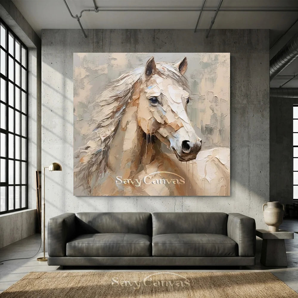 Soft Horse Artwork: Modern Neutral Animal Fine Art #ZZ 026