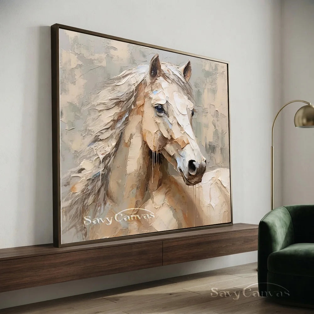 Soft Horse Artwork: Modern Neutral Animal Fine Art #ZZ 026