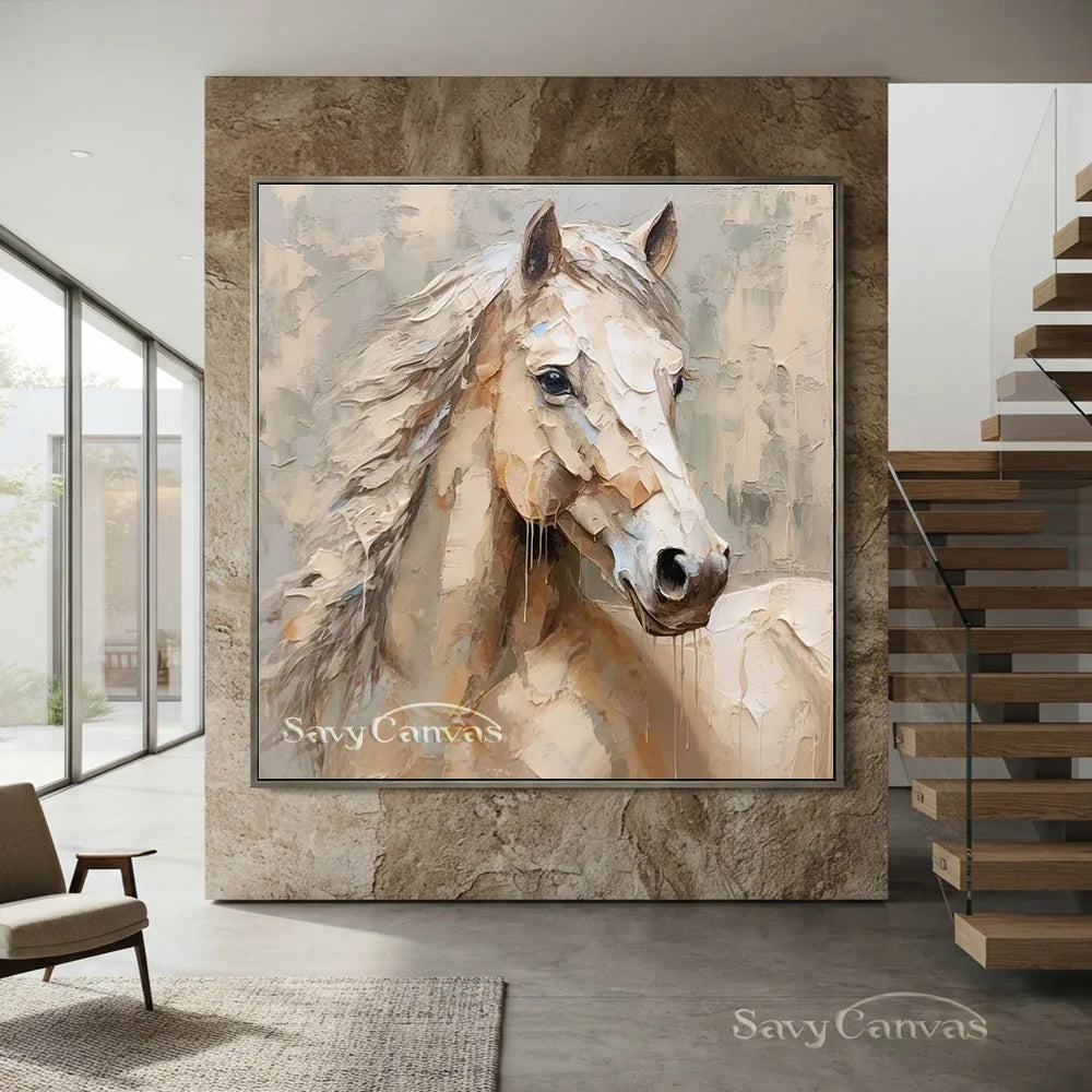 Soft Horse Artwork: Modern Neutral Animal Fine Art #ZZ 026
