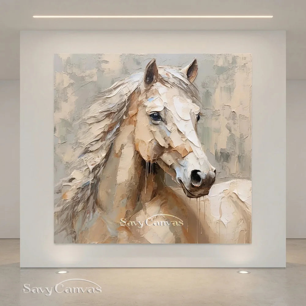 Soft Horse Artwork: Modern Neutral Animal Fine Art #ZZ 026