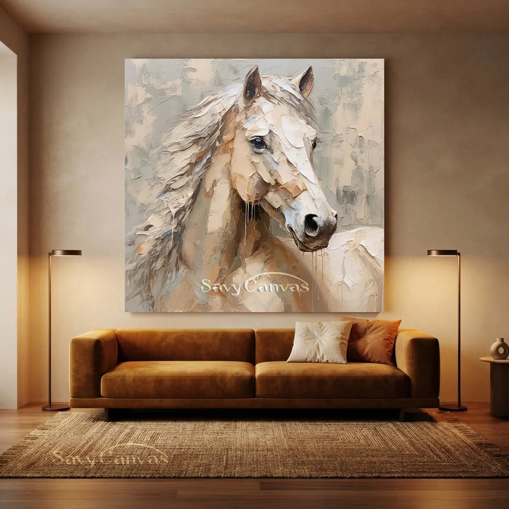 Soft Horse Artwork: Modern Neutral Animal Fine Art #ZZ 026