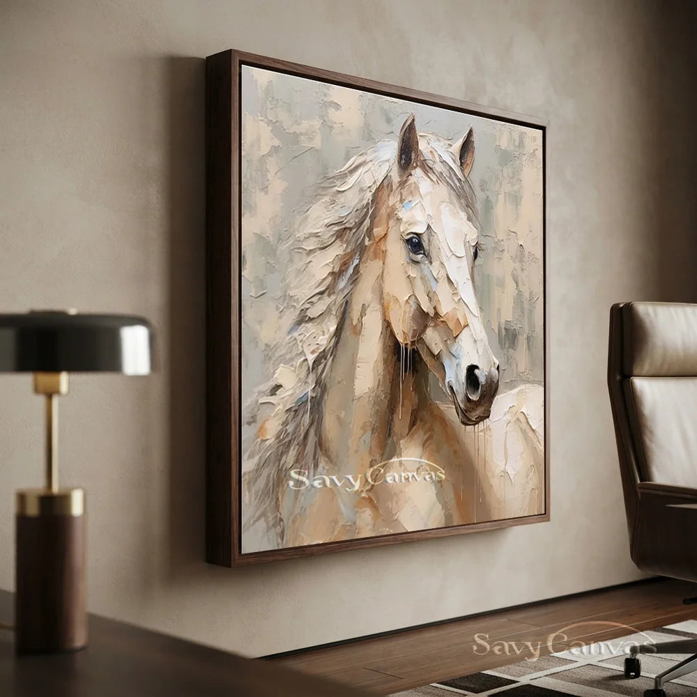 Soft Horse Artwork: Modern Neutral Animal Fine Art #ZZ 026