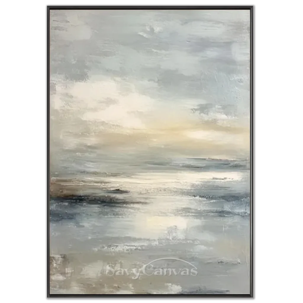 Handmade Soft Coastal Seascape Abstract Oil Painting #ZC 61