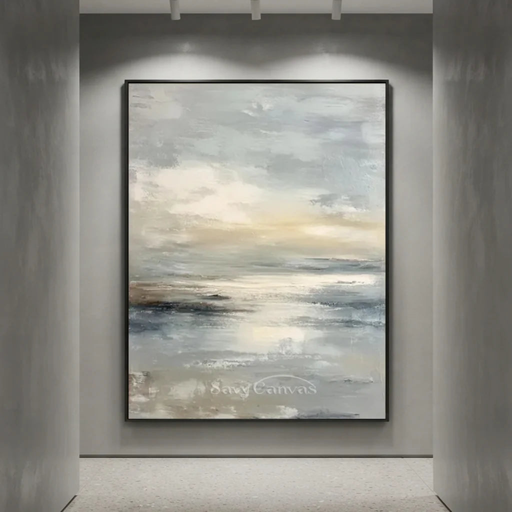 Handmade Soft Coastal Seascape Abstract Oil Painting #ZC 61