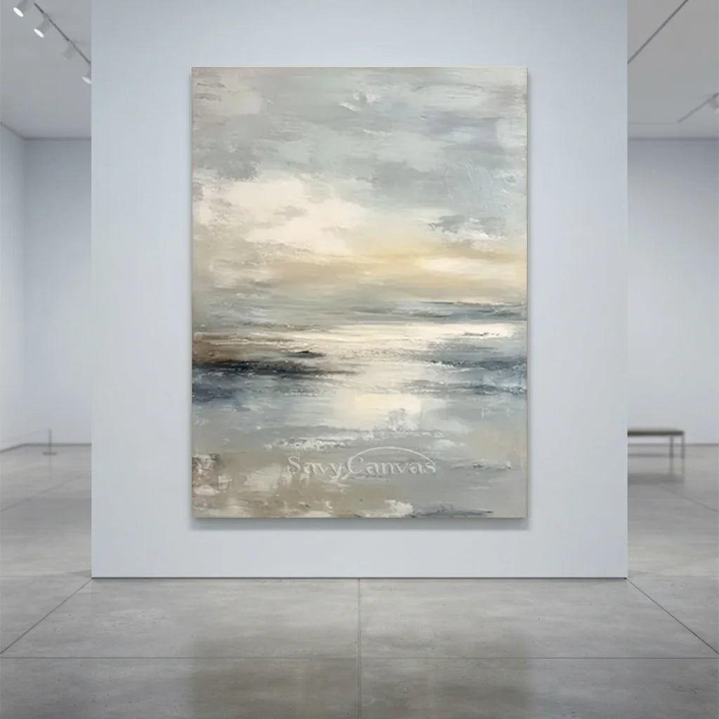 Handmade Soft Coastal Seascape Abstract Oil Painting #ZC 61