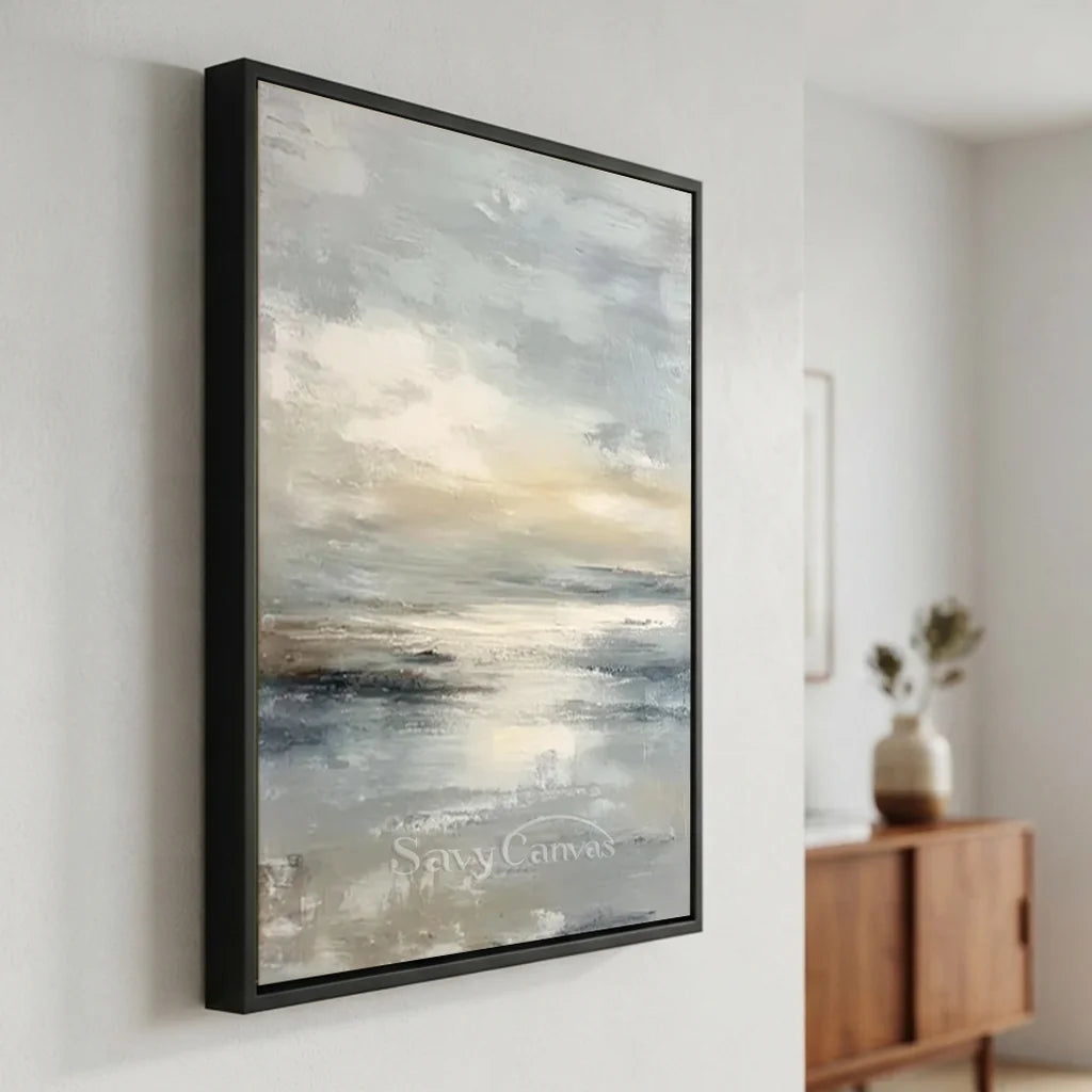 Handmade Soft Coastal Seascape Abstract Oil Painting #ZC 61