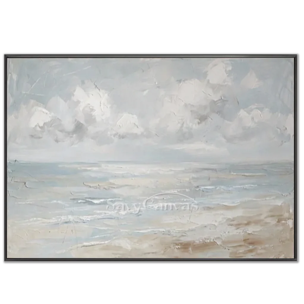 Soft-coastal-seascape-wall-art-with-textured-waves-black-frame-03.webp