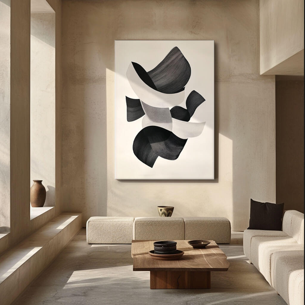 Modern Black & White Abstract Art | Minimalist Wall Decor #AA 034
