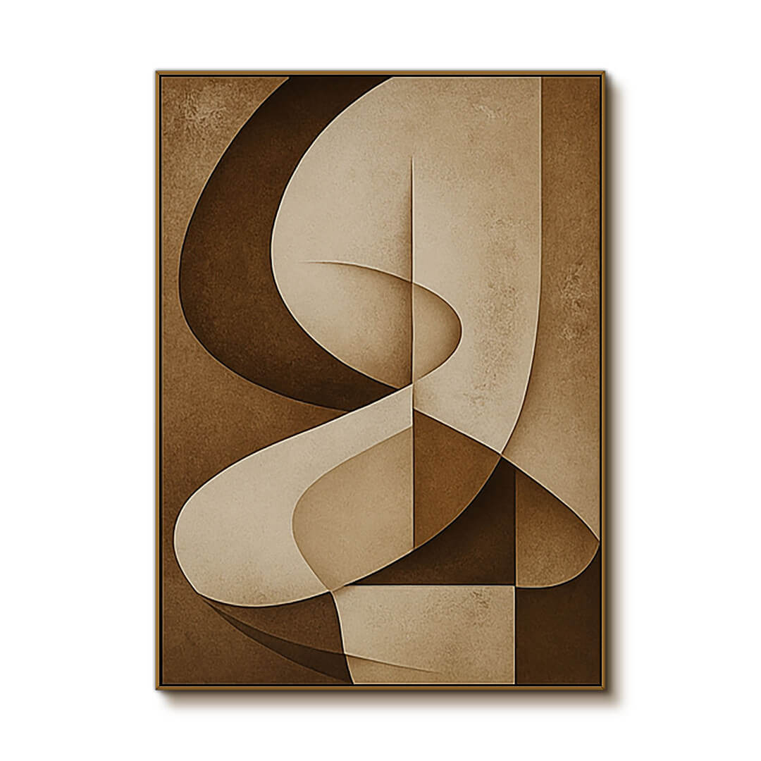 Brown and Beige Abstract Wall Art | Earth Tone Geometric Canvas #AA 385