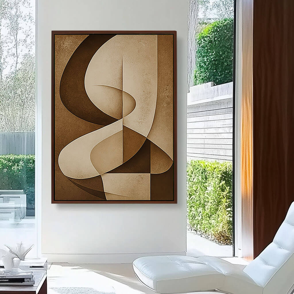 Brown and Beige Abstract Wall Art | Earth Tone Geometric Canvas #AA 385