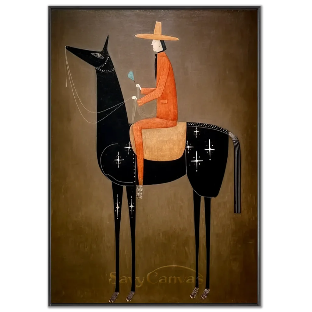 Hand-Painted Surrealism Starry Horse Rider Oil Painting #SS 338