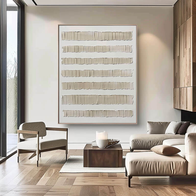 Minimalist Textured 3D Painting | Beige & White Wall Art #AA 039