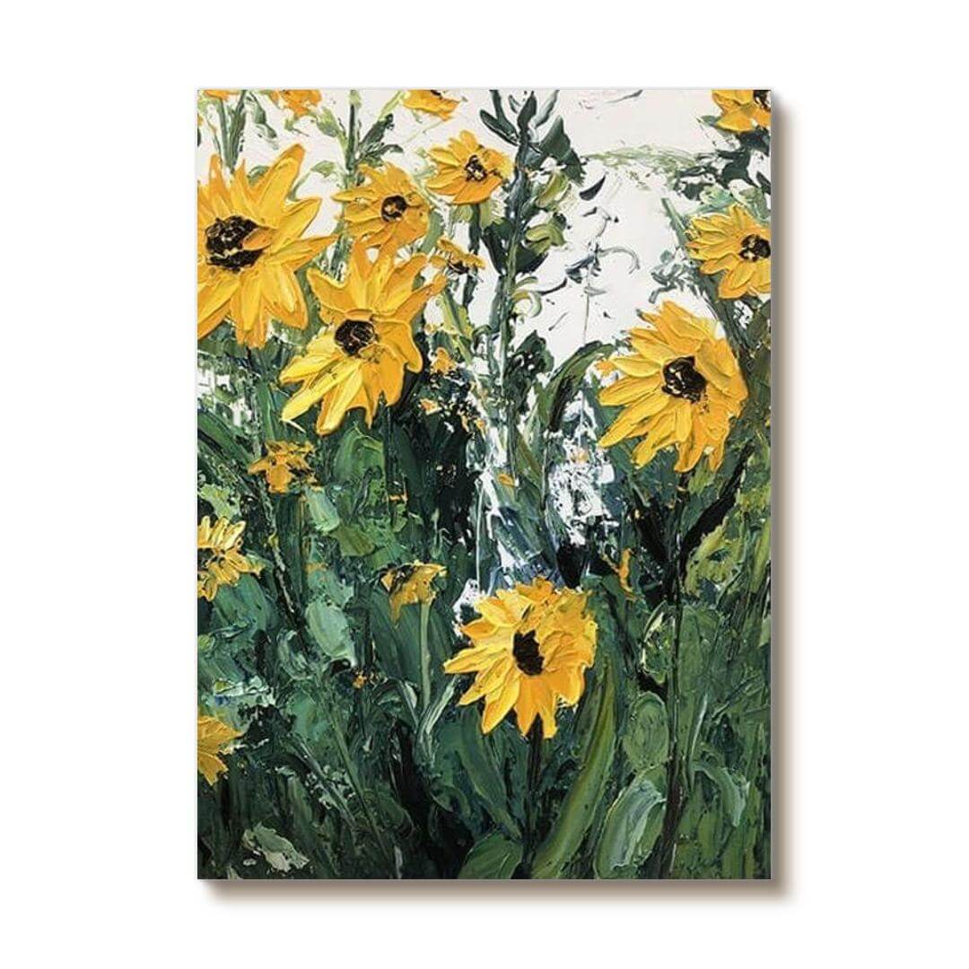 Yellow Sunflower Canvas Wall Art | Vertical Floral Garden Print #AA 389