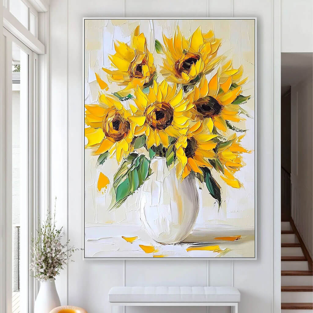  Modern Farmhouse Floral Art | Rustic Sunflower Vase Print