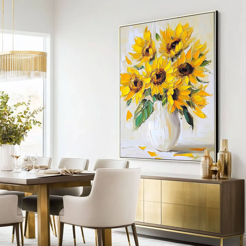 Vibrant Yellow Wall Decor | Sunny Summer Floral Canvas Print #AA 390