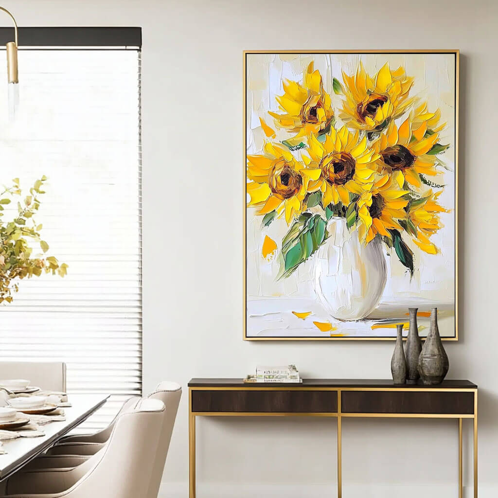Vibrant Yellow Wall Decor | Sunny Summer Floral Canvas Print #AA 390