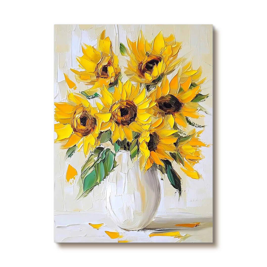 Vibrant Yellow Wall Decor | Sunny Summer Floral Canvas Print #AA 390