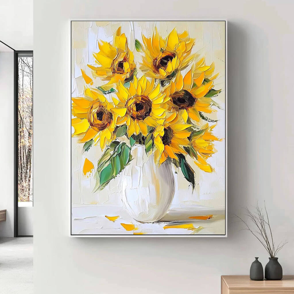 Vibrant Yellow Wall Decor | Sunny Summer Floral Canvas Print #AA 390