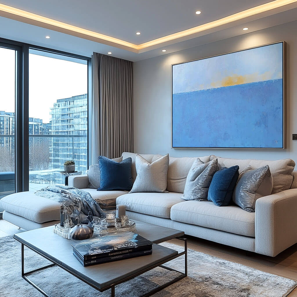 Minimalist Abstract Seascape | Calming Blue Ocean Art #AA 279