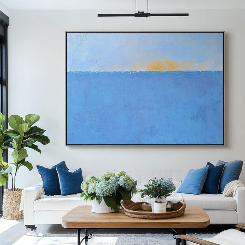 Abstract Ocean Sunrise Painting | Minimalist Coastal Art