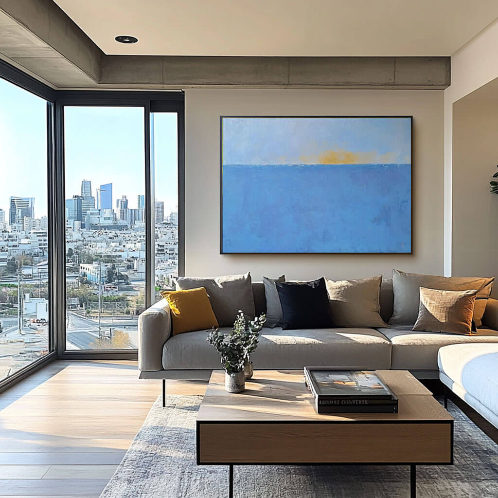 Minimalist Abstract Seascape | Calming Blue Ocean Art #AA 279