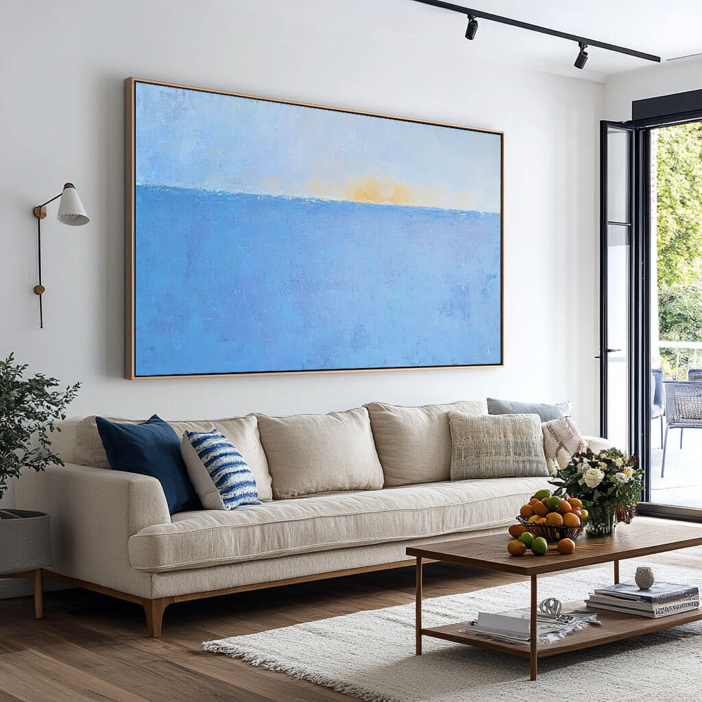 Minimalist Abstract Seascape | Calming Blue Ocean Art #AA 279