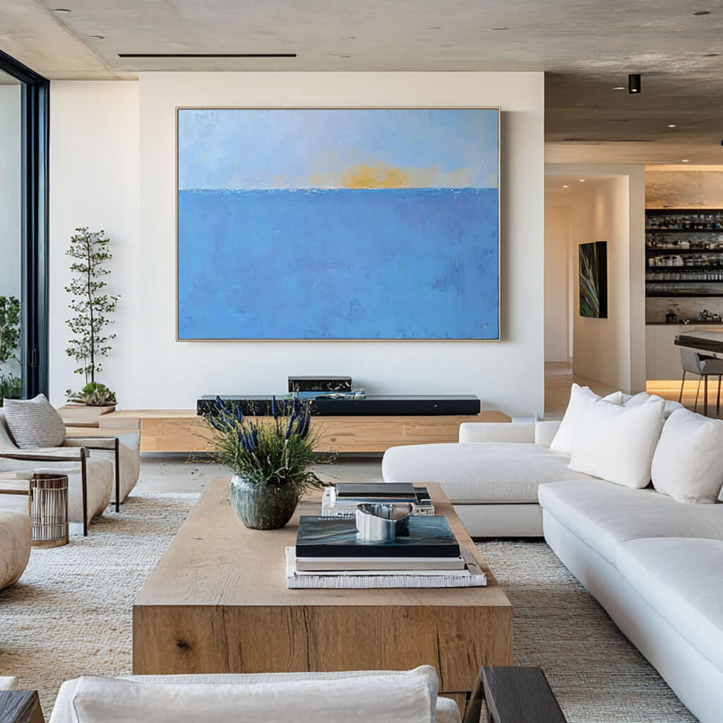 Minimalist Abstract Seascape | Calming Blue Ocean Art #AA 279