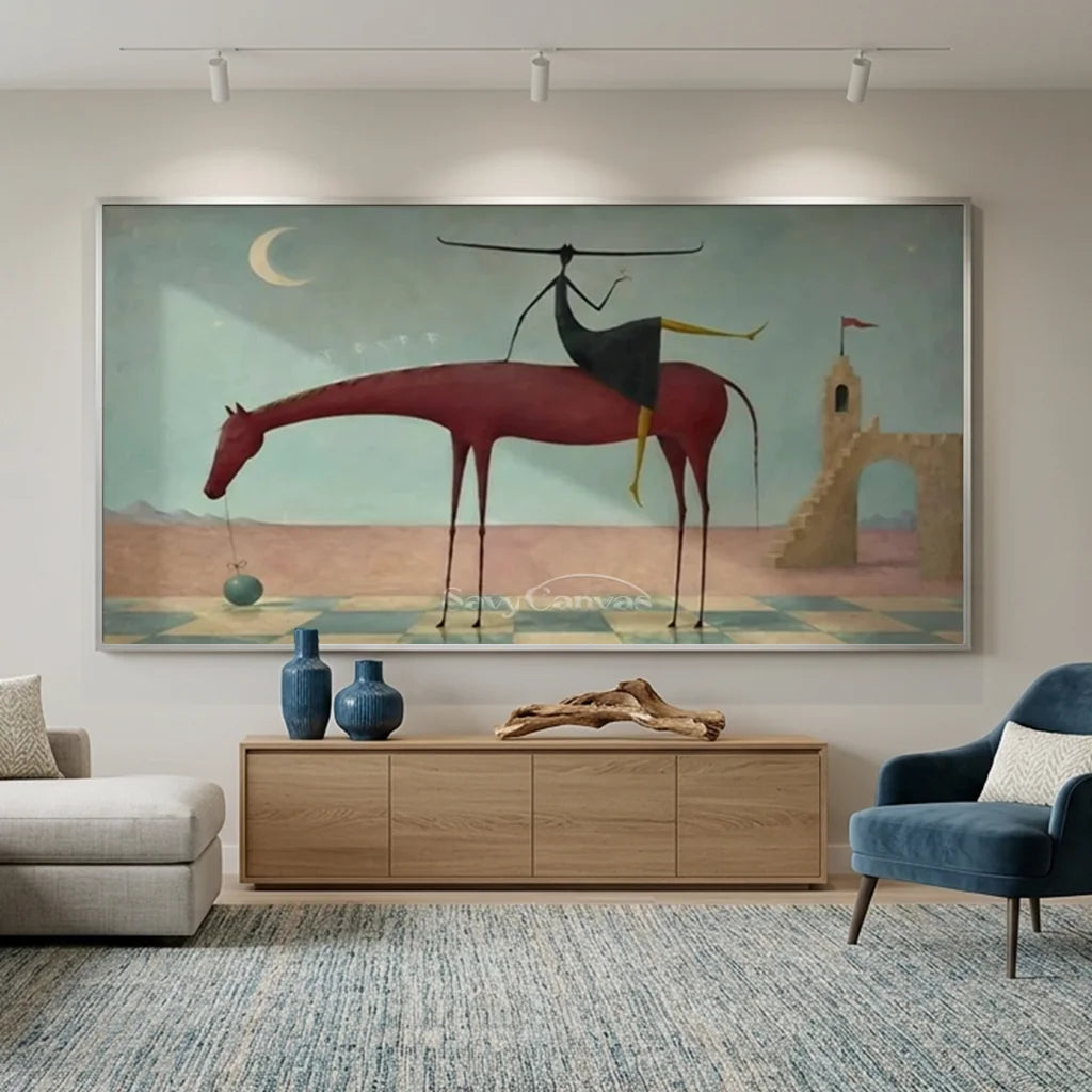 Handmade Surrealist Dreamscape Horse Oil Painting #SS 359