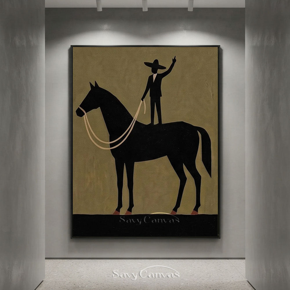 Handmade Surrealist Horse Rider Canvas Oil Painting #SS 224