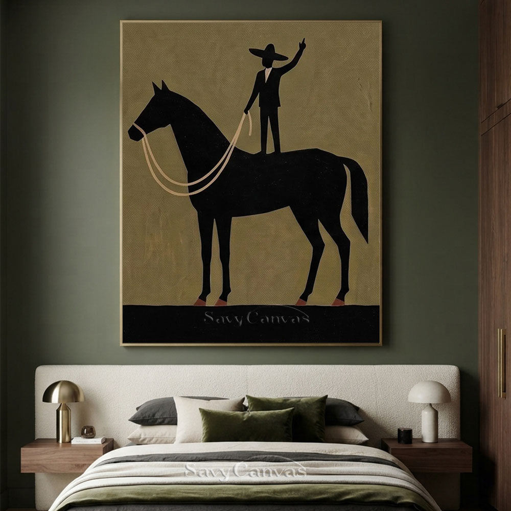 Handmade Surrealist Horse Rider Canvas Oil Painting #SS 224